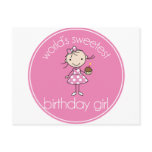 Worlds sweetest birthday girl postcard