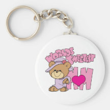 worlds sweetest mom teddy bear design keychains