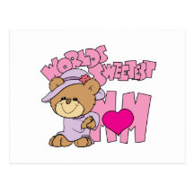 worlds sweetest mom teddy bear design postcards