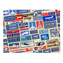 Worldwide Airmail Labels Postcard