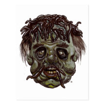worm head zombie post cards