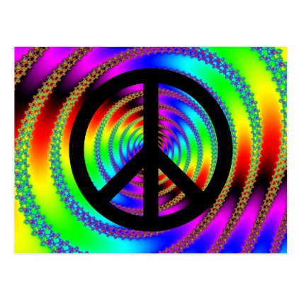 Worm Hole with Black Peace Sign Post Cards