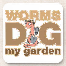 Worms Dig My Garden Drink Coasters