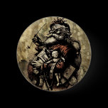 Worn and Spattered Santa Illustration Pinback Buttons