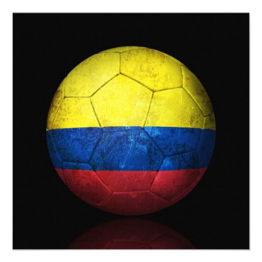Worn Colombian Flag Football Soccer Ball Personalized Invitation