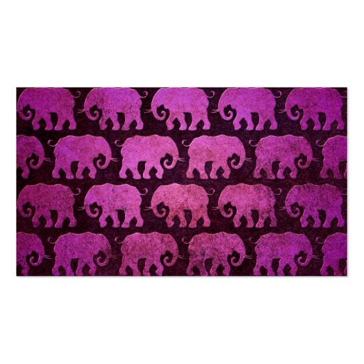 Worn Elephant Silhouettes Pattern, purple Business Card Templates (front side)