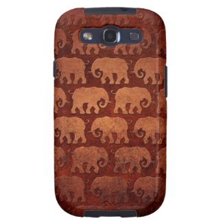 Worn Elephant Silhouettes Pattern, reddish brown