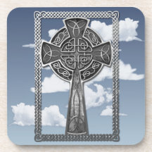 Worn Metal Cross Drink Coasters