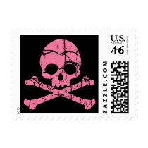 Worn Pink Skull Postage Stamps