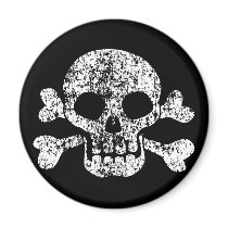 Worn Skull and Crossbones magnets by opheliasart Worn Skull and Crossbones magnets