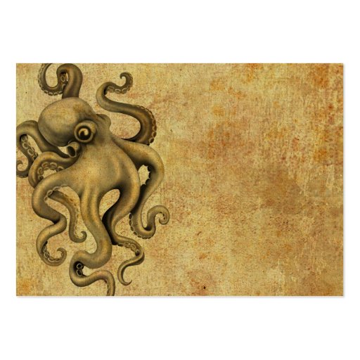 Worn Vintage Octopus Illustration Business Card Templates (front side)