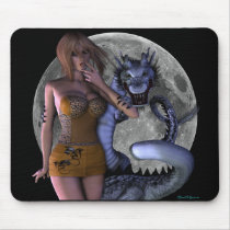 "Worth the Fight" Sexy Dragon Pinup Girl Mousepad