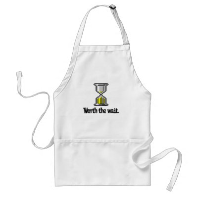 worth the wait pc hourglass icon apron by geekme