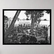 Wounded Soldiers in the Civil War Hospital 1862 Poster