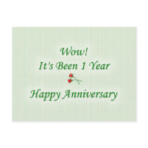Wow! It's Been 1 Year Happy Anniversary postcards by JustParties Wow! It's Been 1 Year Happy Anniversary postcards