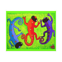Wrapped Canvas Print- Delightful Limey Lizards