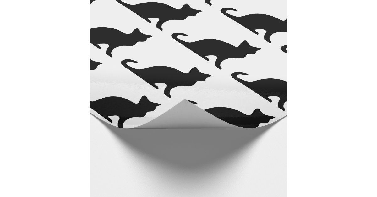 Wrapping paper with black and white cat design Zazzle