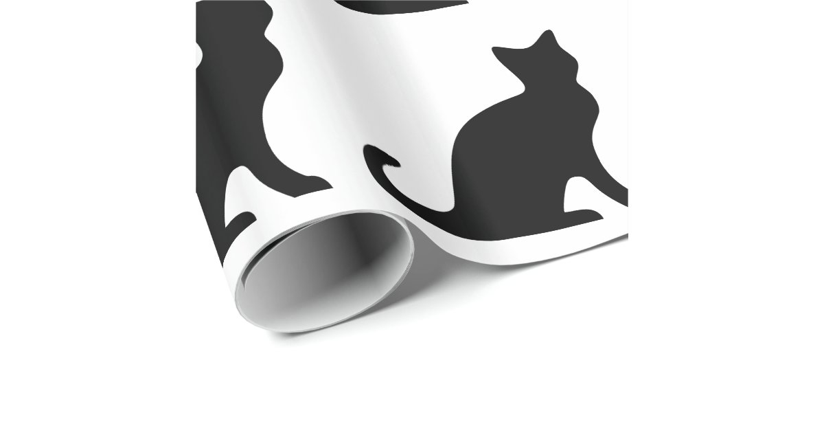 Wrapping paper with black and white cat design Zazzle