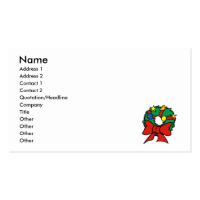 Wreath big red bow business card