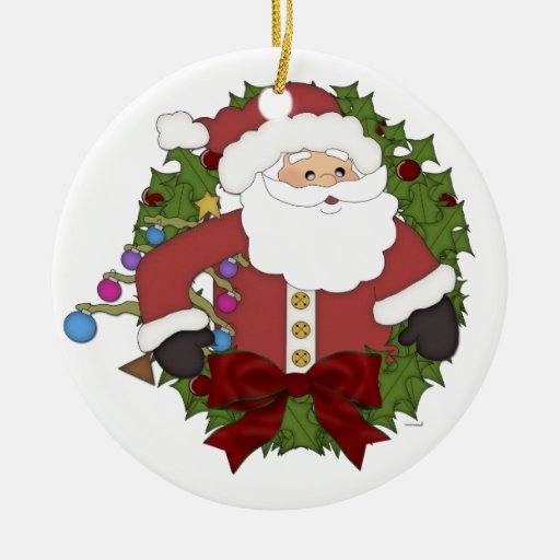 wreath christmas holiday tree ornament santa zazzle wreath christmas holiday tree ornament santa zazzle