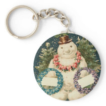 Wreath Decorated Snowman Keychains