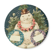 Wreath Decorated Snowman magnets by VintageHolidays Wreath Decorated Snowman magnets