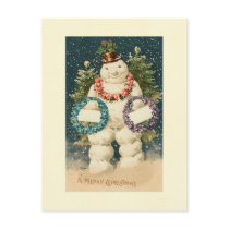 Wreath Decorated Snowman postcards