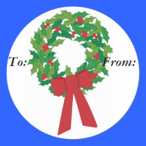 wreath, gift labels stickers