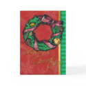 Wreath on Red-Christmas Card