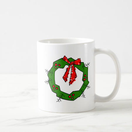Wreath with holly mugs