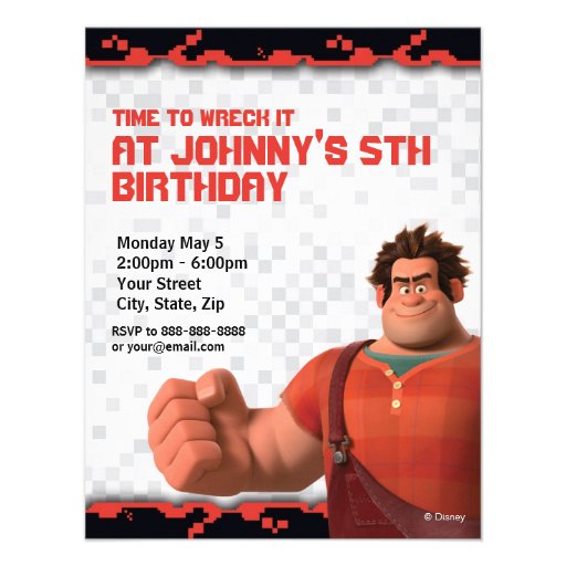 Wreck-It Ralph Birthday Invitation (front side)