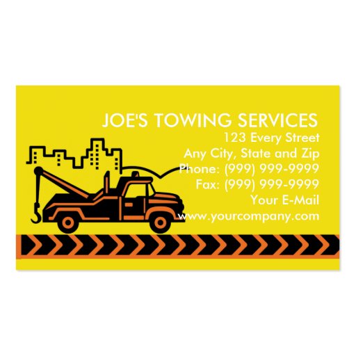 Wrecker tow truck  with building business cards (front side)
