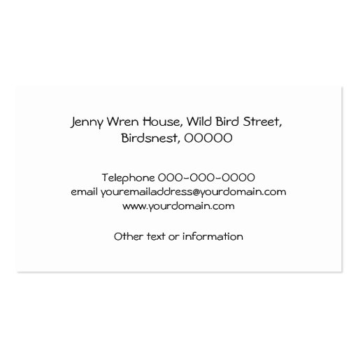 Wren vintage business card (back side)
