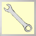 Wrench. Gray and Black. Spanner. Poster