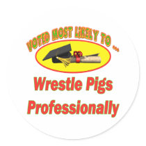 Wrestle Pigs Round Sticker