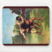 Wrestler By Courbet Gustave Mouse Pad