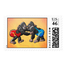Wrestling Gorillas Postage Stamps