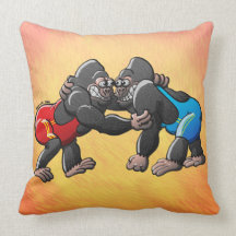 Wrestling Gorillas Throw Pillows