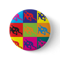 Wrestling Pop Art Pinback Button