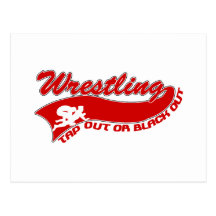 Wrestling; tap out or black out postcard