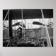 Wright Brothers Plane with Pilot and Poster