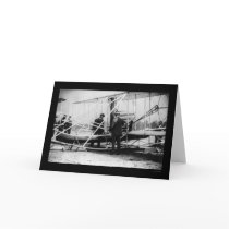 Wright Examines Canoe Attachment to Airplane 1909 cards