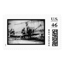 Wright Examines Canoe Attachment to Airplane 1909 Postage Stamps