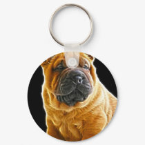 Wrinkles, The Chinese Shar Pei Puppy Dog keychains