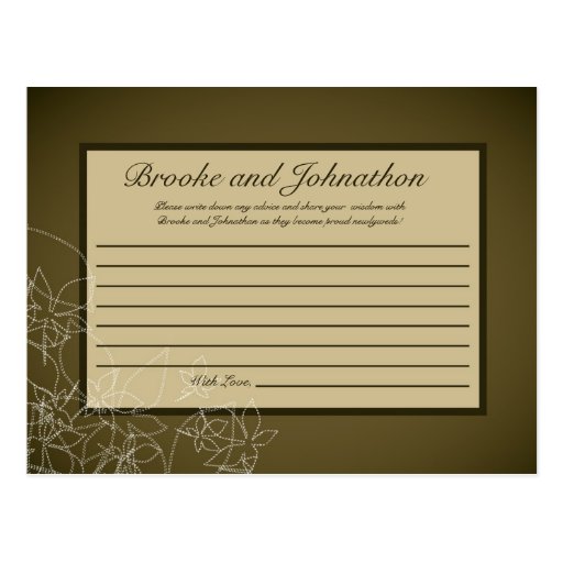 Writable Advice Card Autumn Floral Fall Brown Post Card