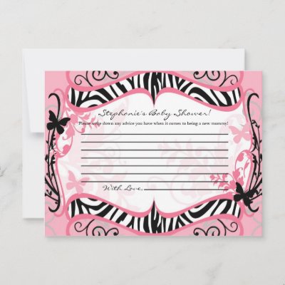 Writable Advice Card Girly Butterfly Zebra Print Postcard by AnnLeeDesigns