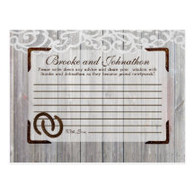 Writable Advice Card Horse Shoes on Wood Lace Post Cards