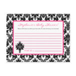 Writable Advice Card Hot Pink Black Damask Post Cards