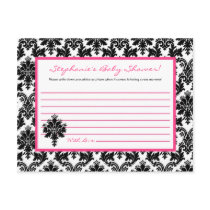 Writable Advice Card Hot Pink Black Damask Post Cards