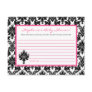 Writable Advice Card Hot Pink Black Damask Post Cards